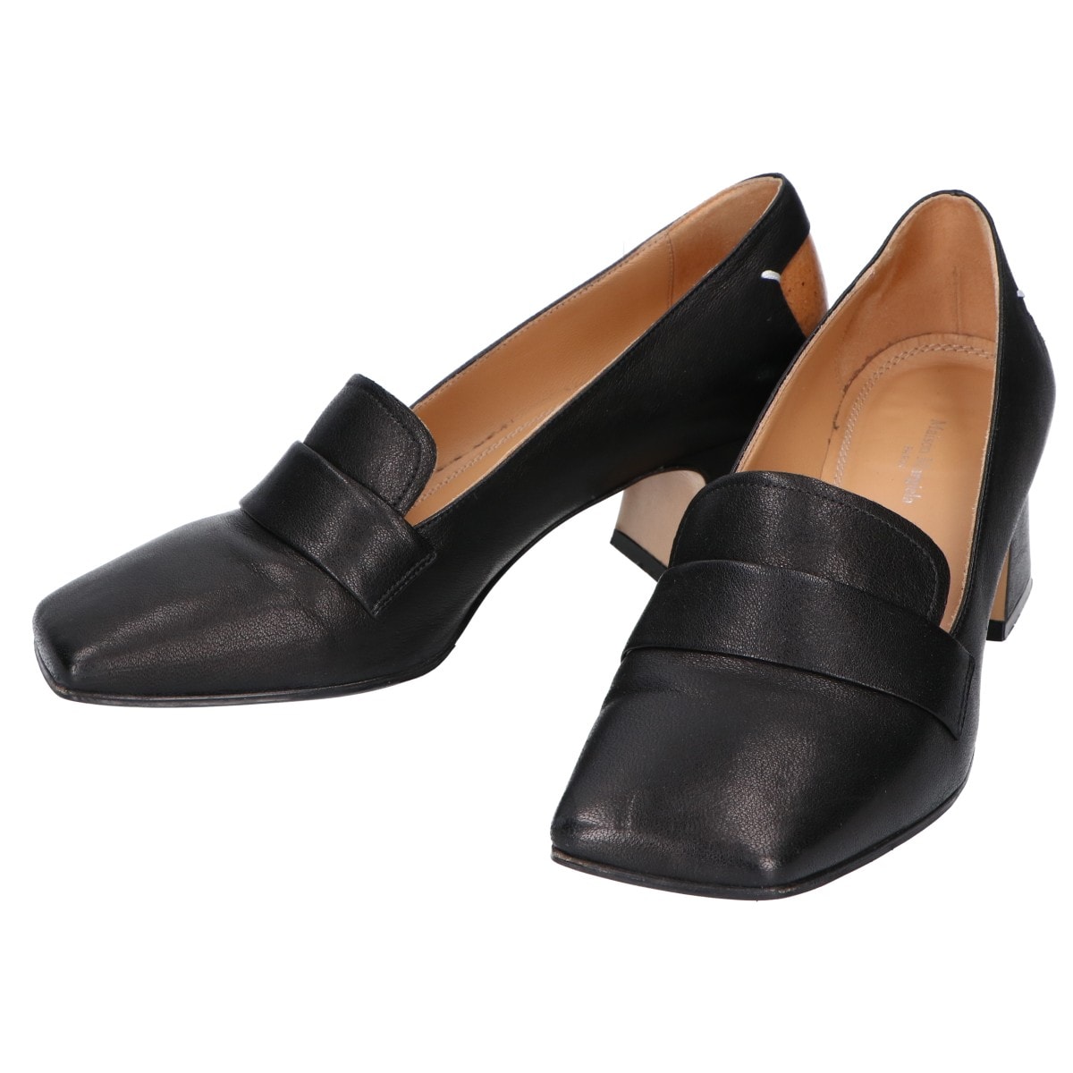 メゾンマルジェラ ブラック Decortique デコルティケ 4ステッチスクエアトゥパンプス 36