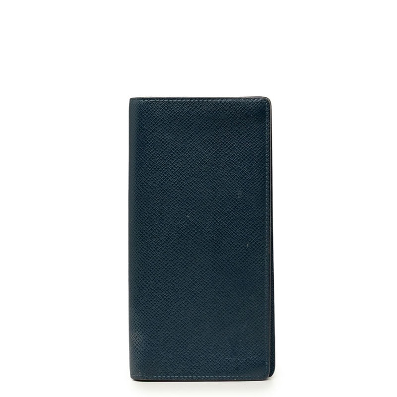 ルイ ヴィトン タイガ ポルトフォイユ ブラザ 二つ折り 長財布 M30502 ブルーマリーヌ ネイビー レザー メンズ LOUIS VUITTON 中古