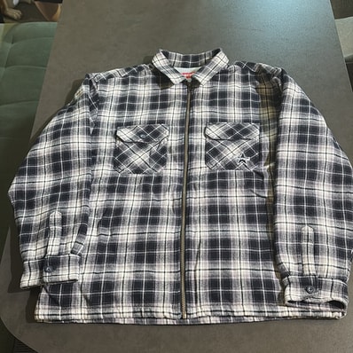 Supreme Thermal Lined Zip Up Flannel Shirt "Black"