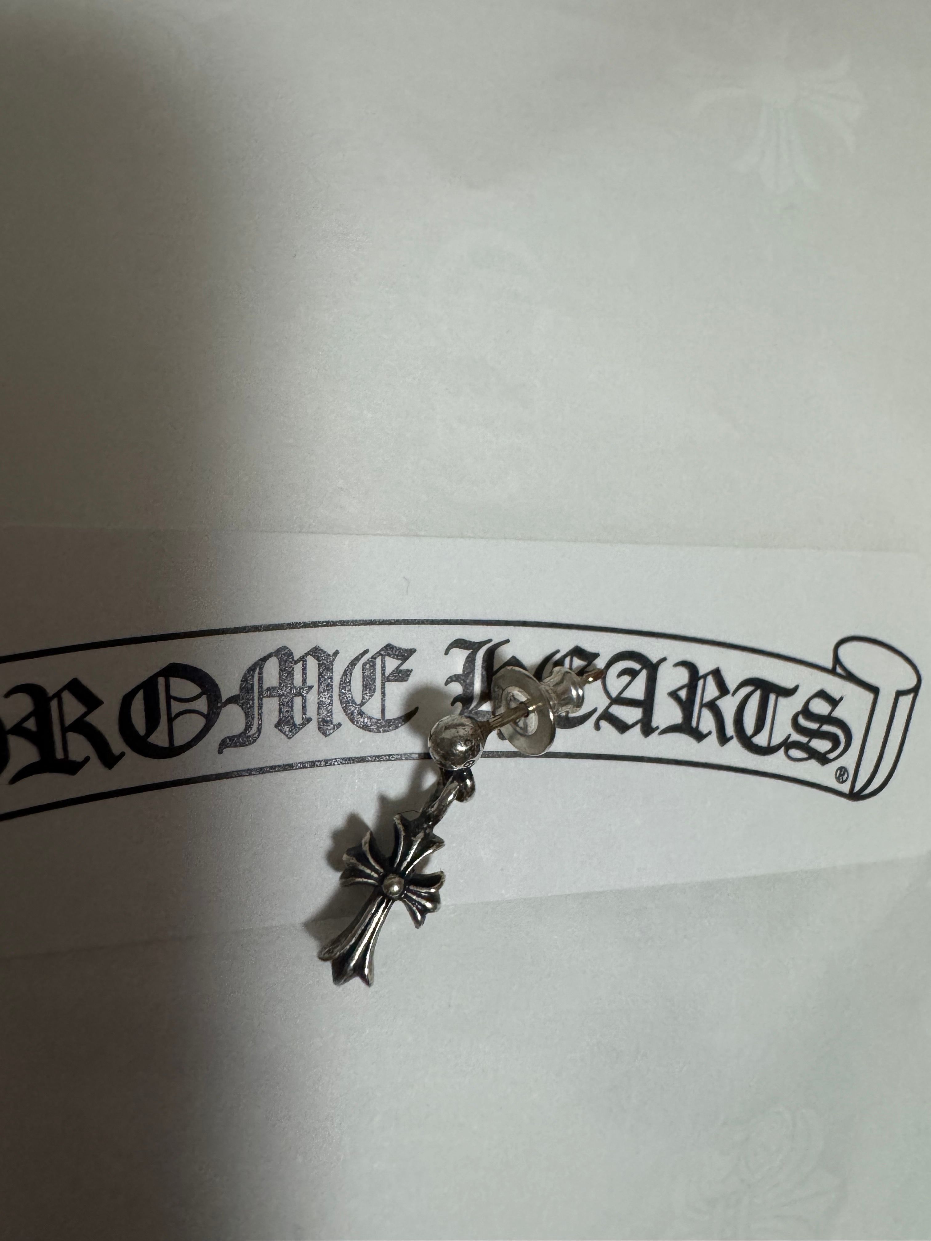 Chrome Hearts Drop Stack CH Cross Earrings "Silver"