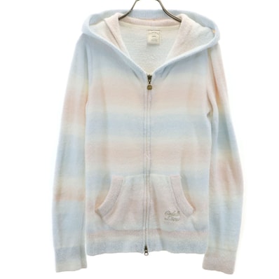 gelato pique ジェラートピケ ボーダー柄 ジップパーカー F ホワイト ルームウェア