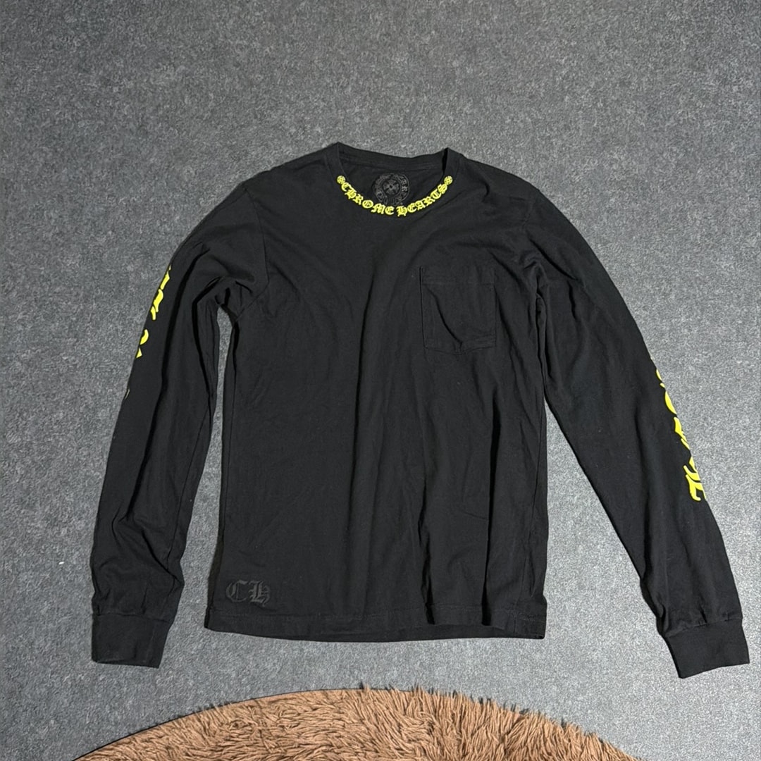 Chrome Hearts Old English Neck Logo L/S T-Shirt "Black/Yellow"