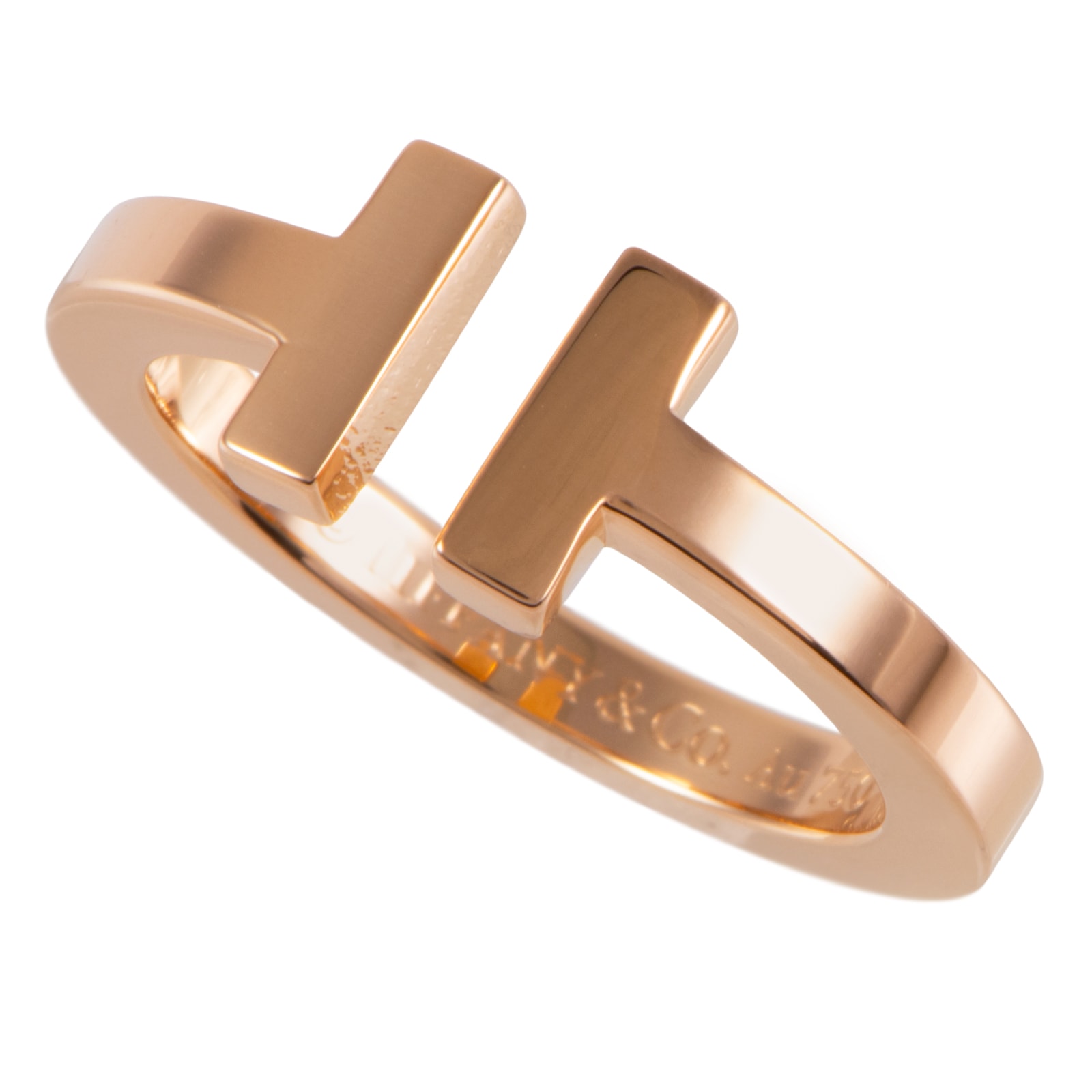 TIFFANY&Co. ティファニー ティファニーT スクエア リング 指輪 14号 K18RG ピンク ゴールド【中古】