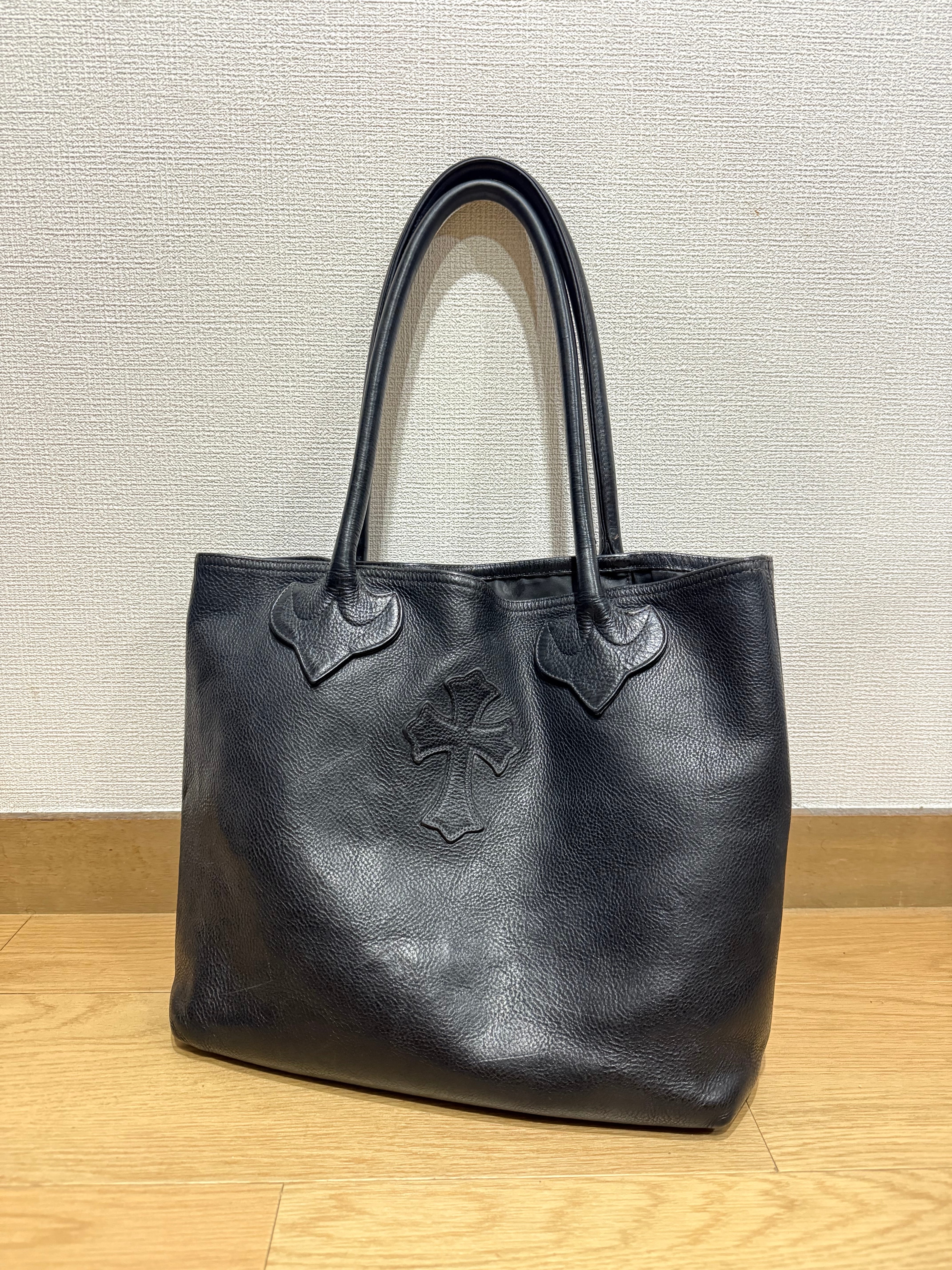 Chrome Hearts FS Leather Cross Patches Tote Bag "Black"