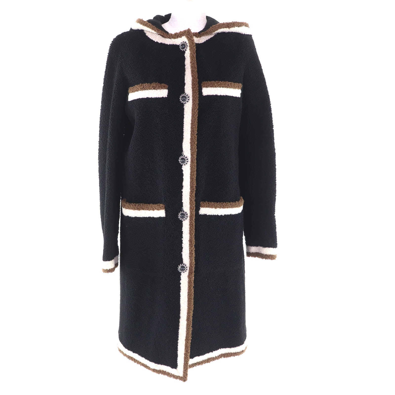 極美品 シャネル ムートンコート ブラック レディース 34 P54568