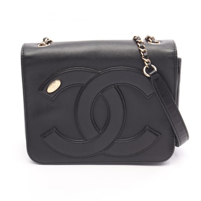 シャネル CHANEL ココマーク フルフラップ ショルダーバッグ バッグ ラムスキン(羊革) レディース ブラック系 【中古】