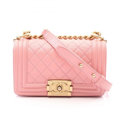 シャネル CHANEL ボーイシャネル スモール ショルダーバッグ バッグ レザー レディース ピンク系 A67085 【中古】