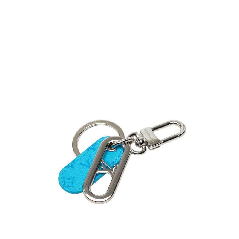 ルイ ヴィトン キーホルダー LVシグネチャー キーホルダー M03668 ブルー シルバー PVC レザー メタル メンズ LOUIS VUITTON 中古