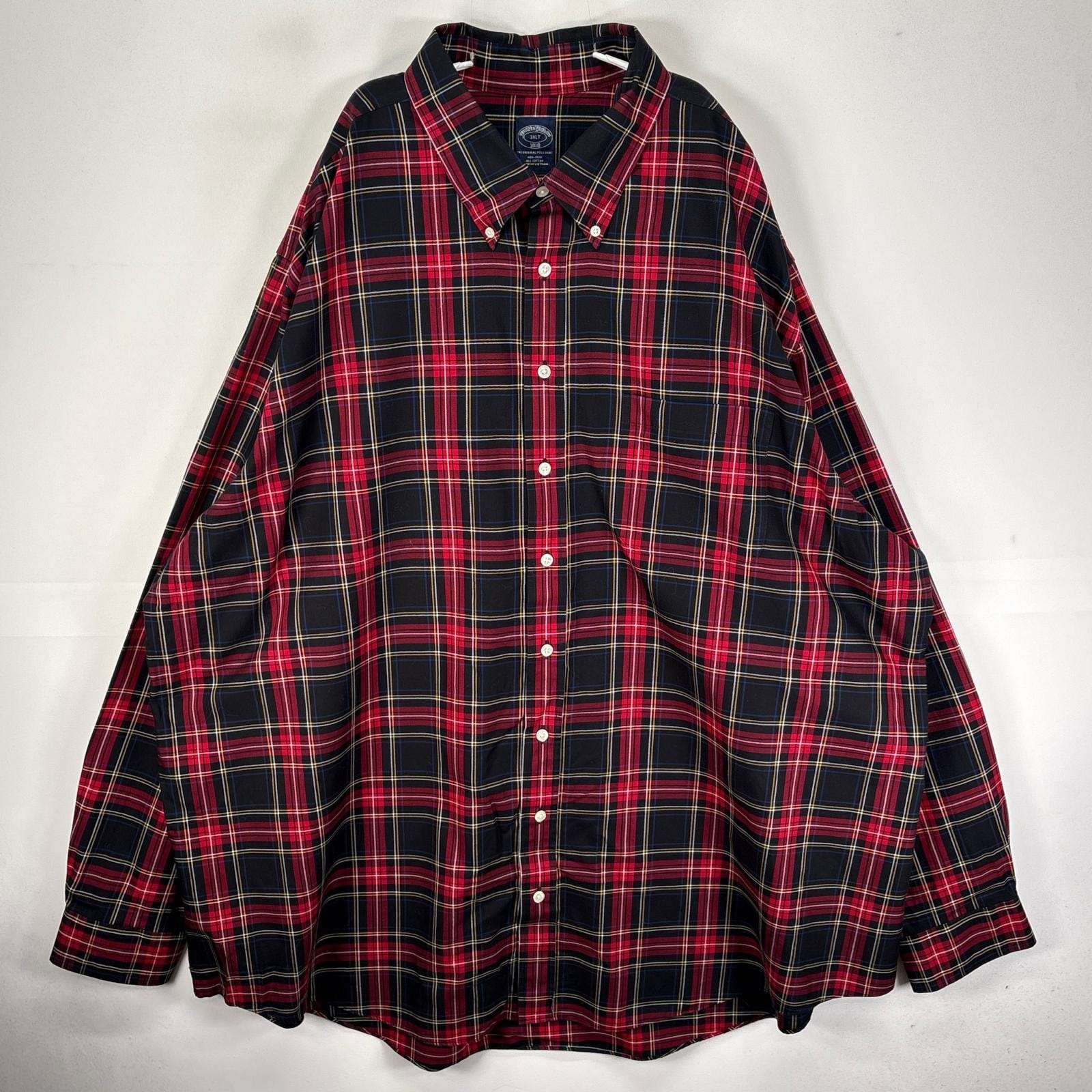 古着 ブルックスブラザーズ Brooks Brothers 長袖シャツ ボタンダウン 1818 胸ポケット 3XL  レッド系 チェック メンズ