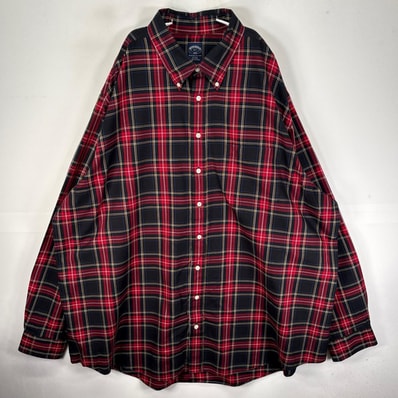 古着 ブルックスブラザーズ Brooks Brothers 長袖シャツ ボタンダウン 1818 胸ポケット 3XL レッド系 チェック メンズ