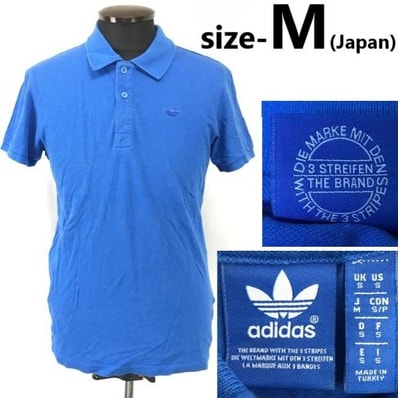 adidas★半袖ポロシャツ【メンズM/blue/青】トレフォイルロゴ/コットン/ゴルフ/スポーツ/アディダスジャパン/トルコ製/Tops◆zBH790b