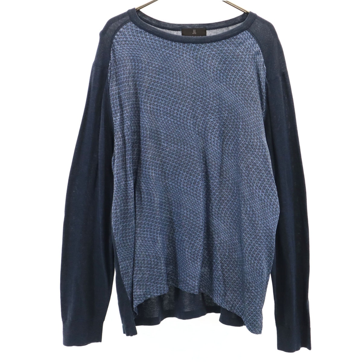 LANVIN LA COLLECTION ランバンコレクション 日本製 長袖 シルク切替 カットソー LB ネイビー