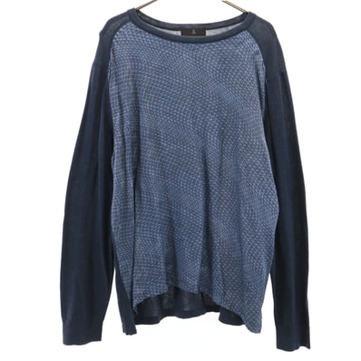 LANVIN LA COLLECTION ランバンコレクション 日本製 長袖 シルク切替 カットソー LB ネイビー