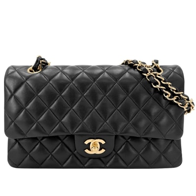 CHANEL シャネル ショルダーバッグ マトラッセ25 ダブルチェーン ダブルフラップ 肩掛け 斜め掛け ココマーク ターンロック ラムスキン ブラック 黒 ゴールド金具 レディース【中古品】