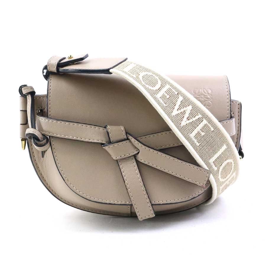ロエベ LOEWE ショルダーバッグ レザー グレージュ レディース【中古】 90202a
