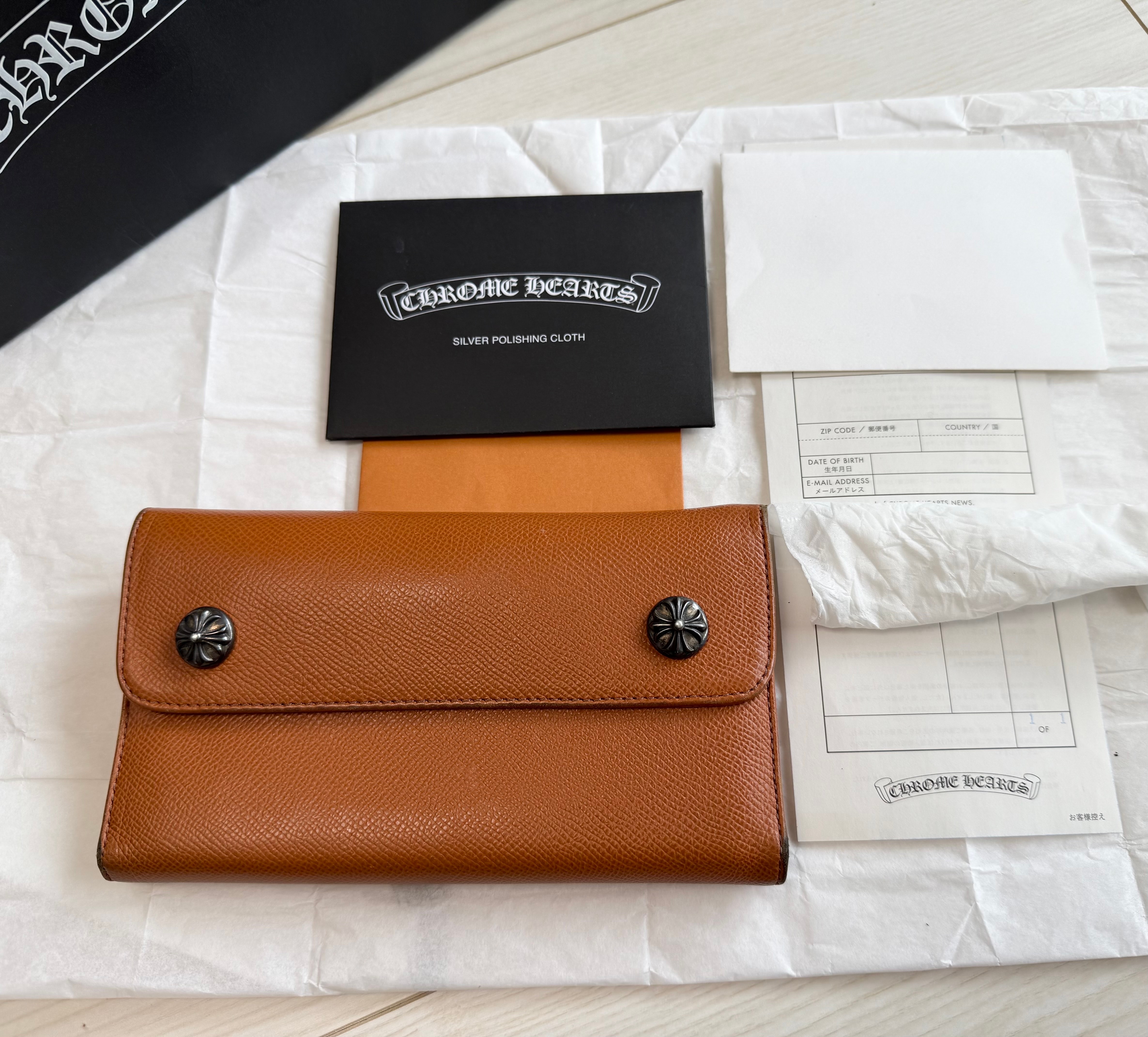 正規品!CHROME HEARTS クロムハーツ キャメルウェーブ ウォレット 財布