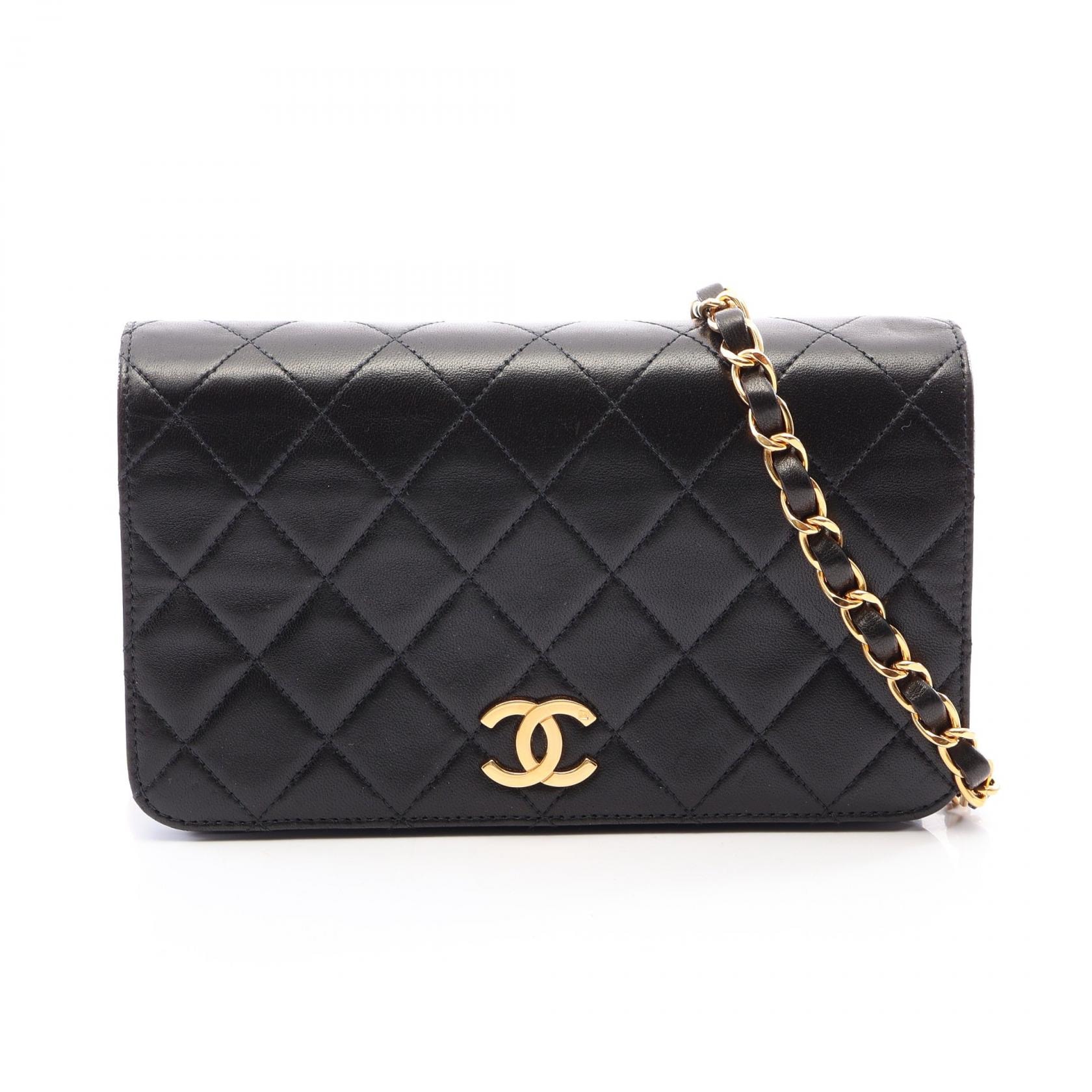 シャネル CHANEL ミニマトラッセ プッシュロック フルフラップ ショルダーバッグ バッグ ラムスキン(羊革) レディース ブラック系 【中古】