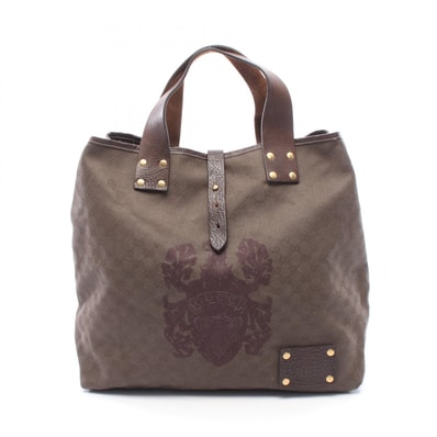 グッチ GUCCI ラージ GGキャンバス トートバッグ バッグ キャンバス レザー メンズ ブラウン系 201862 【中古】