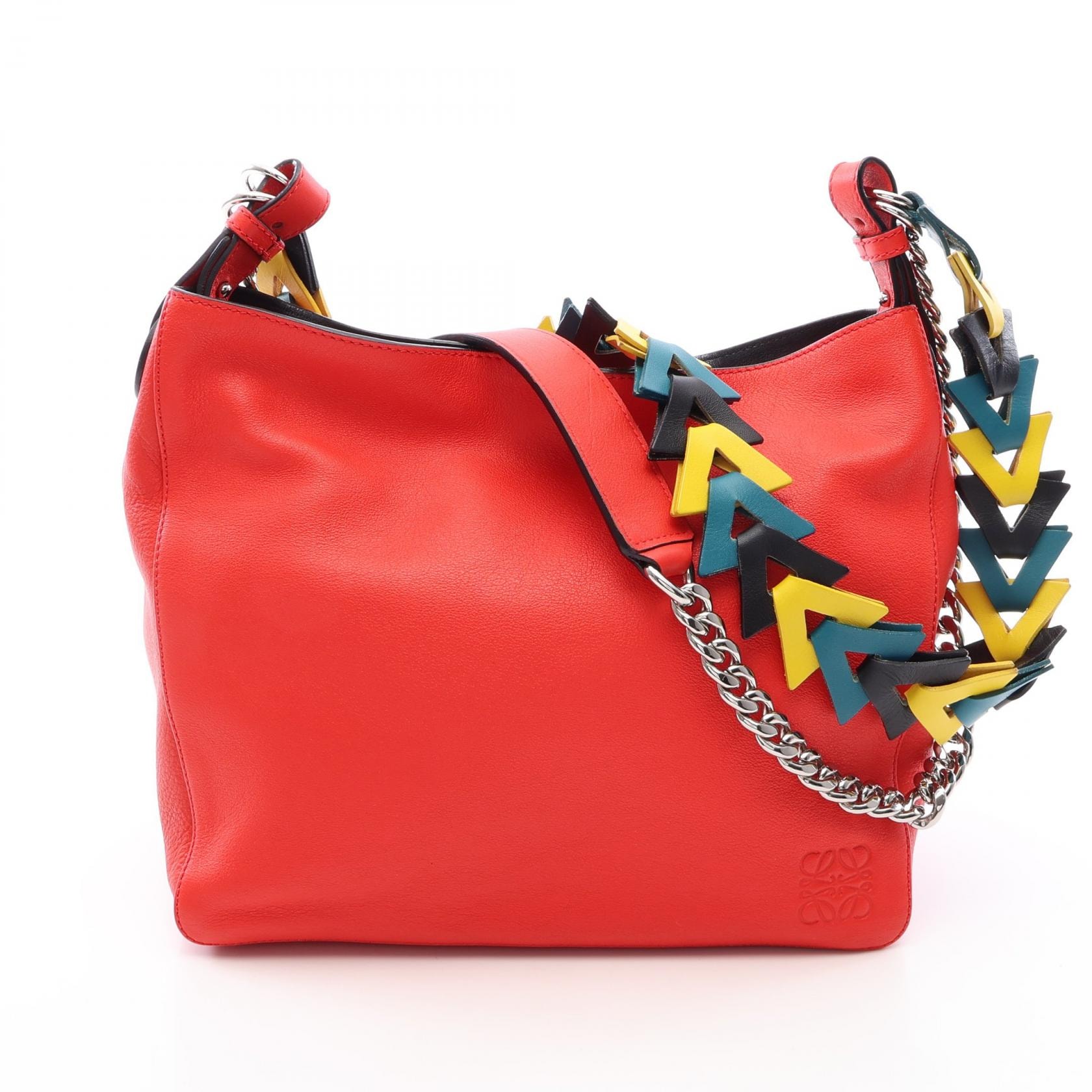 ロエベ LOEWE Vバケット 2WAY ショルダーバッグ バッグ レザー レディース レッド系 / マルチカラー 【中古】
