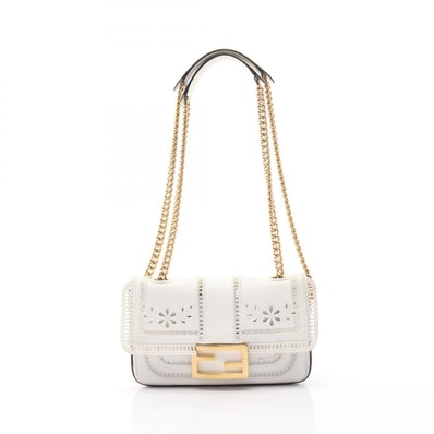 フェンディ FENDI ナッパ アポロ フローラル バケットバッグ ショルダーバッグ バッグ レザー レディース ホワイト系 【中古】