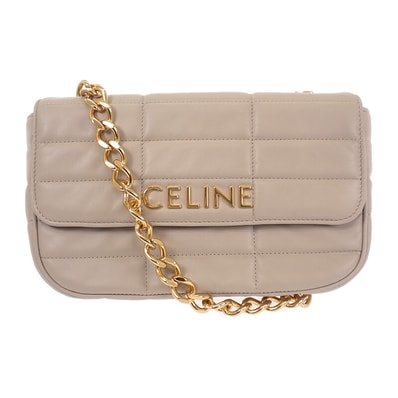 セリーヌ CELINE マトラッセモノクローム 111273EPZ.02TR ショルダーバッグ ゴートレザー アイボリー ゴールド金具 レディース【中古】【Aランク】