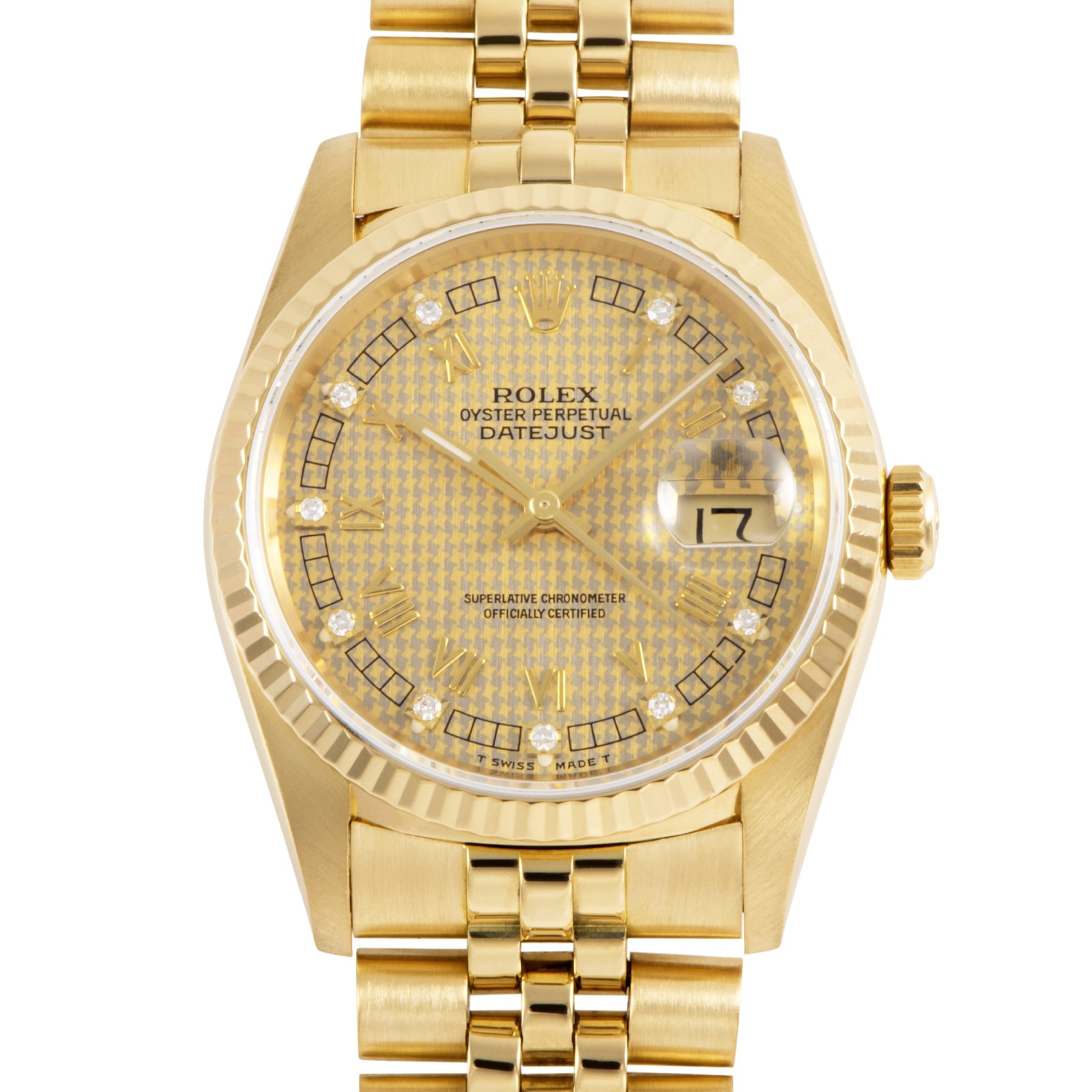 ROLEX ロレックス デイトジャスト 16238G N番 千鳥格子 ハウンドトゥース K18YG【中古】