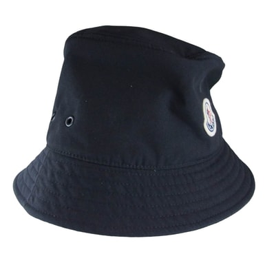 MONCLER モンクレール 帽子 J20933B00052 BUCKET HAT バケットハット ロゴワッペン 帽子 ブラック系 M【中古】