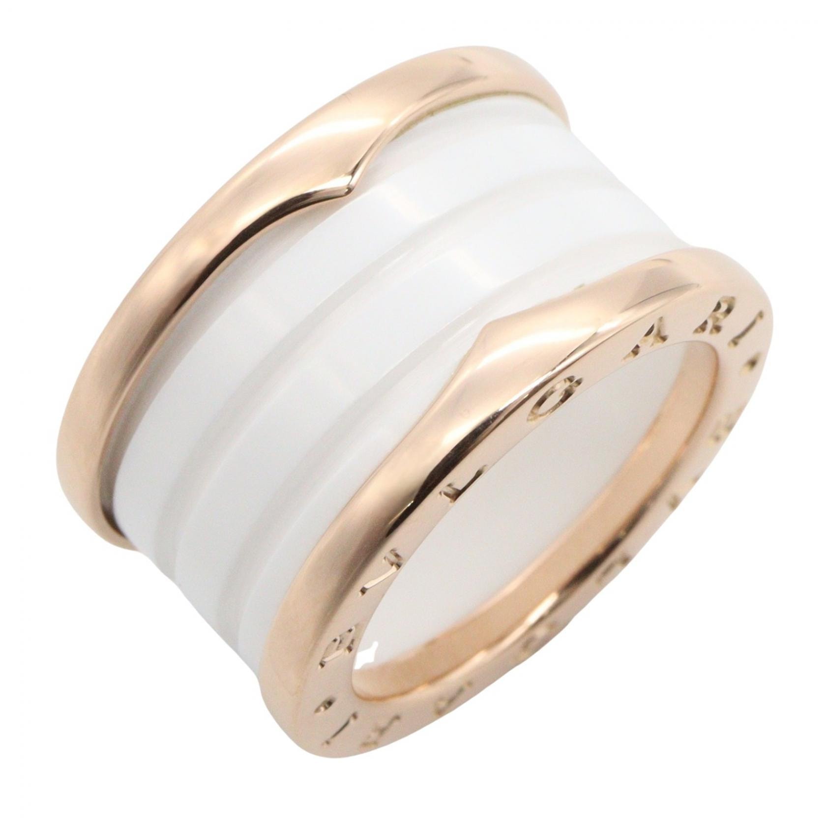 ブルガリ BVLGARI B-zero1 ビーゼロワン リング 3バンド セラミック リング・指輪 ジュエリー K18PG(ピンクゴールド) セラミック メンズ レディース ゴールド系 / ホワイト系 【中古】