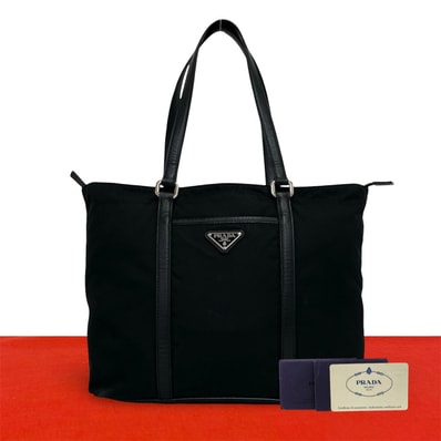PRADA プラダ 三角ロゴ 金具 ナイロン レザー トートバッグ ブラック
59770