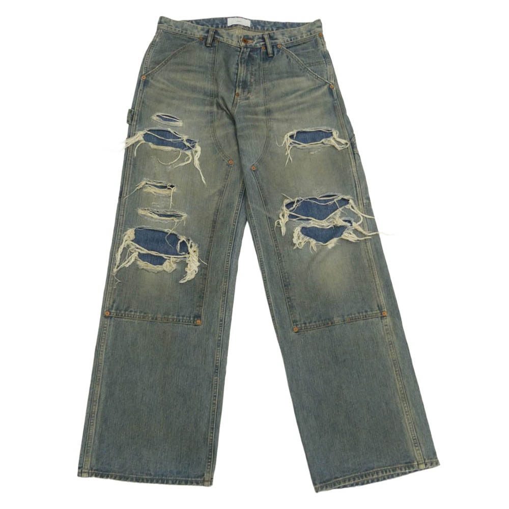 SUGARHILL シュガーヒル 26SS 26440433 DISTRESSED MODERN DENIM PAINTER ダメージ加工 ダブルニー ペインター デニム パンツ ライトブルー系 34【美品】【中古】