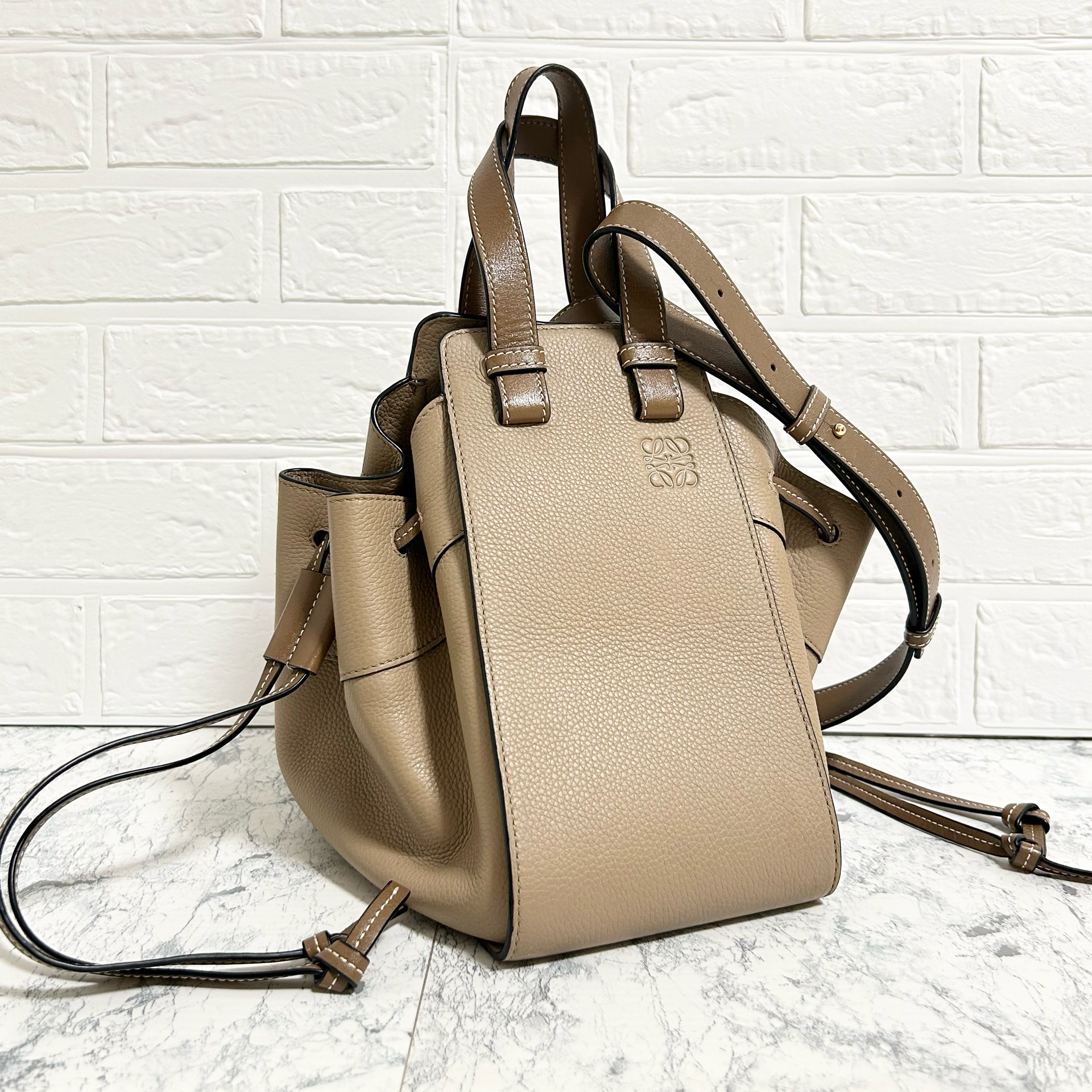 LOEWE Small Hammock Bag In Soft Grained Calfskin "Sand"