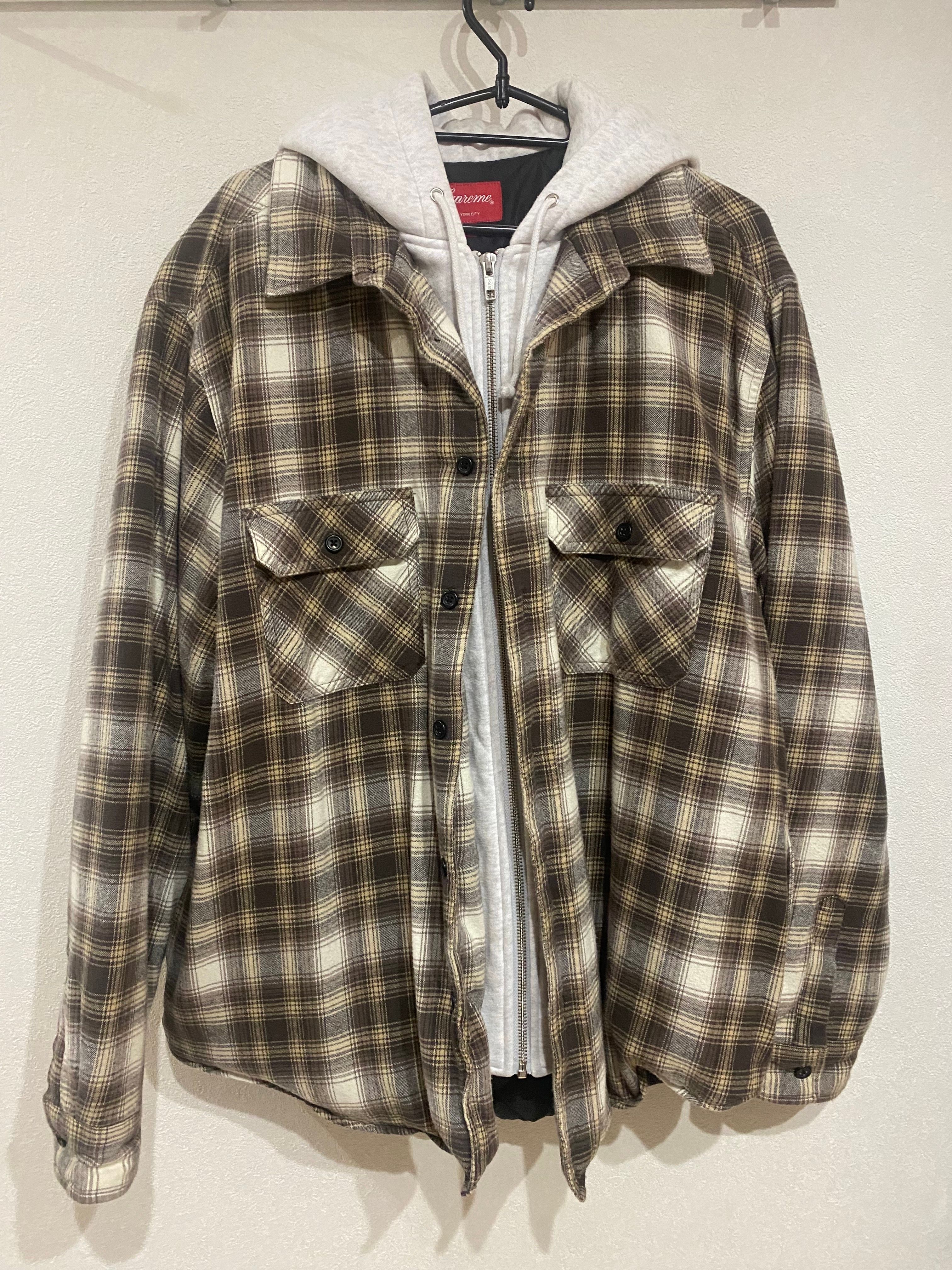 Supreme Hooded Flannel Zip Up Shirt "Brown"