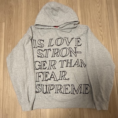 Supreme Stronger Than Fear Hooded Sweatshirt "Heather Grey"