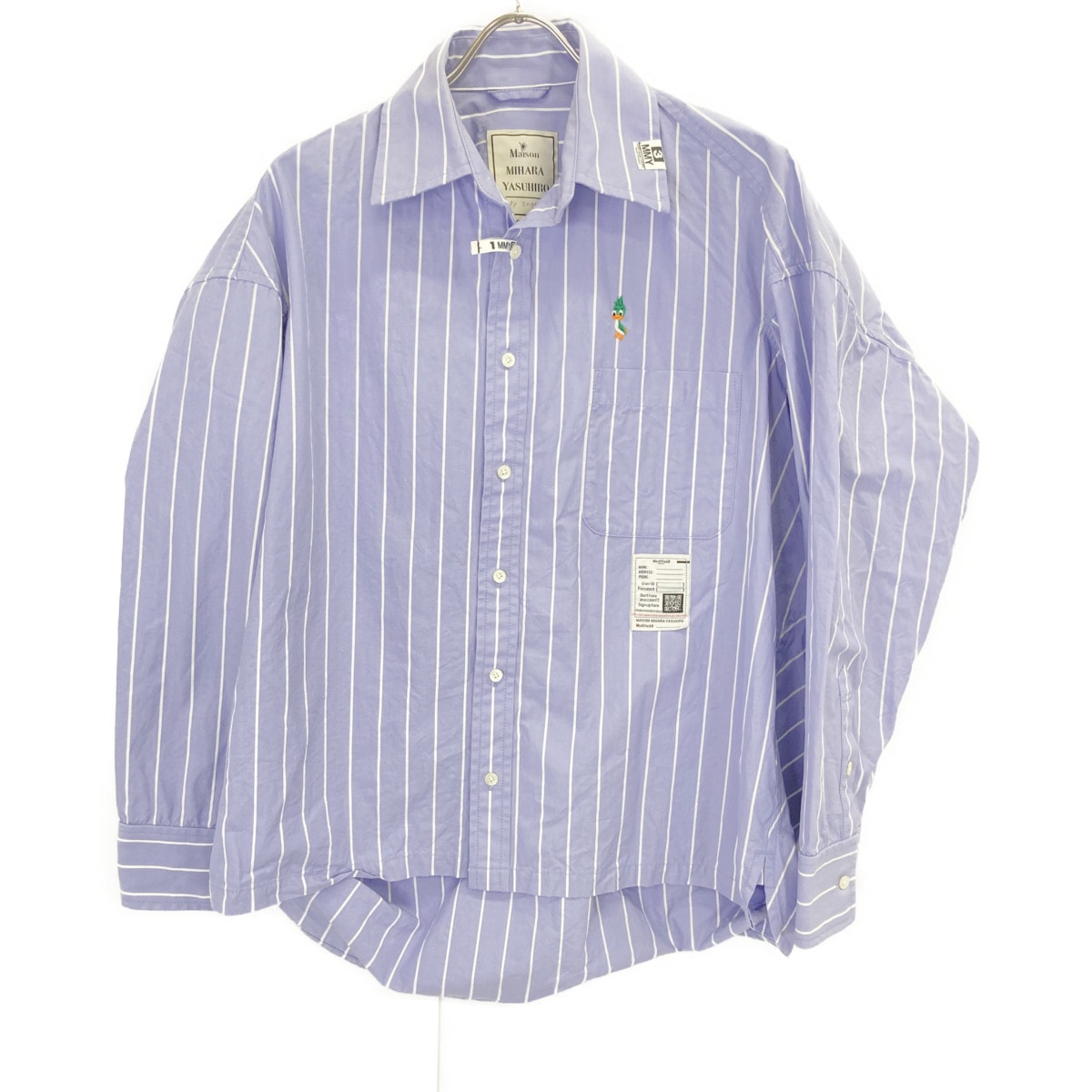 メゾンミハラヤスヒロ 25SS K14SH391 ブルー LEON Embroidered Stripe Shirt/オーバーサイズシャツ 36