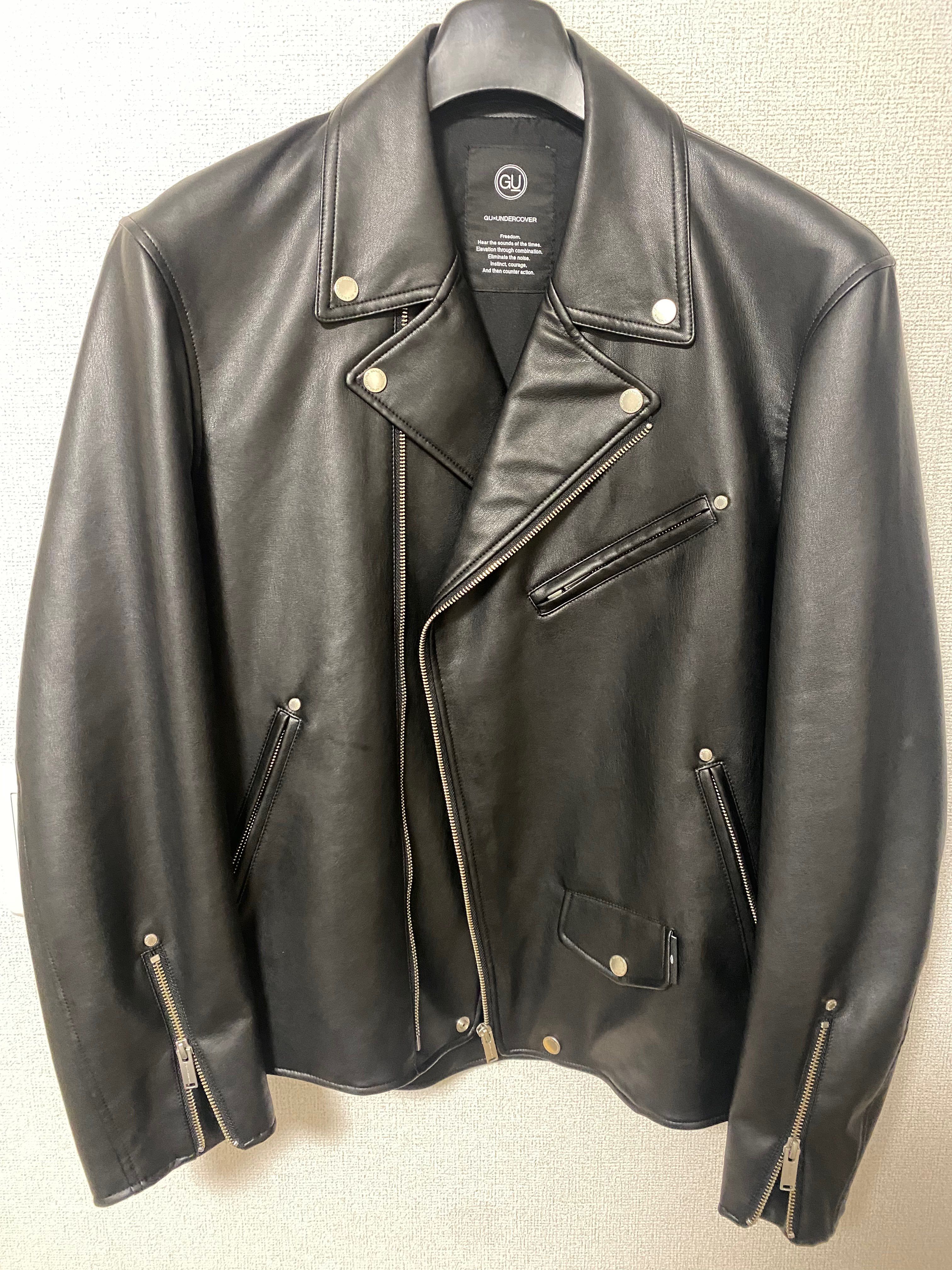 GU undercover フェイクレザー ライダースジャケット