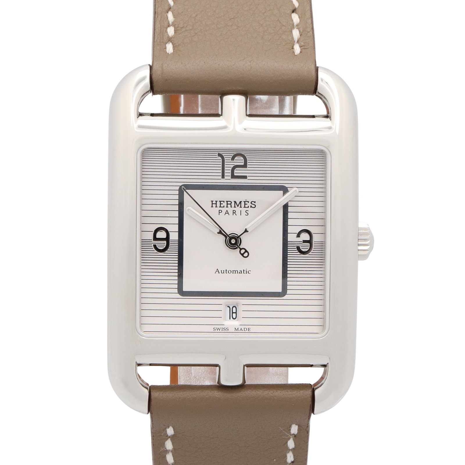 エルメス HERMES ケープコッド デイト 腕時計 時計 ステンレススチール レザーベルト メンズ シルバー系 CC1.710a 【中古】