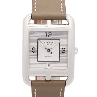 エルメス HERMES ケープコッド デイト 腕時計 時計 ステンレススチール レザーベルト メンズ シルバー系 CC1.710a 【中古】
