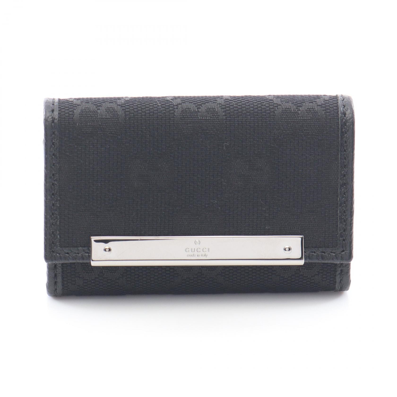 グッチ GUCCI GGキャンバス 6連 キーケース アクセサリー キャンバス レザー レディース ブラック系 127048 【中古】