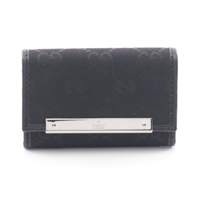 グッチ GUCCI GGキャンバス 6連 キーケース アクセサリー キャンバス レザー レディース ブラック系 127048 【中古】