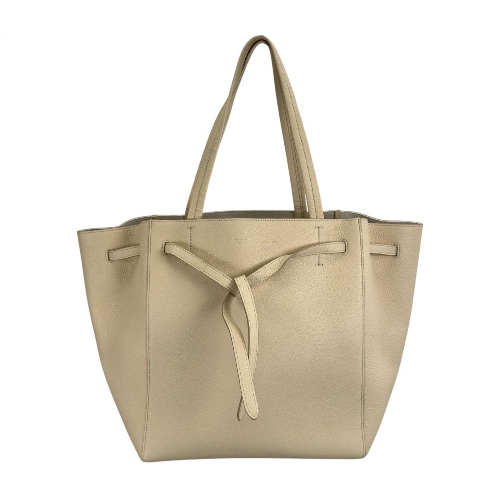 CELINE セリーヌ カバファントム 176023ANX 01CR トートバッグ レザー ベージュ レディース【中古】