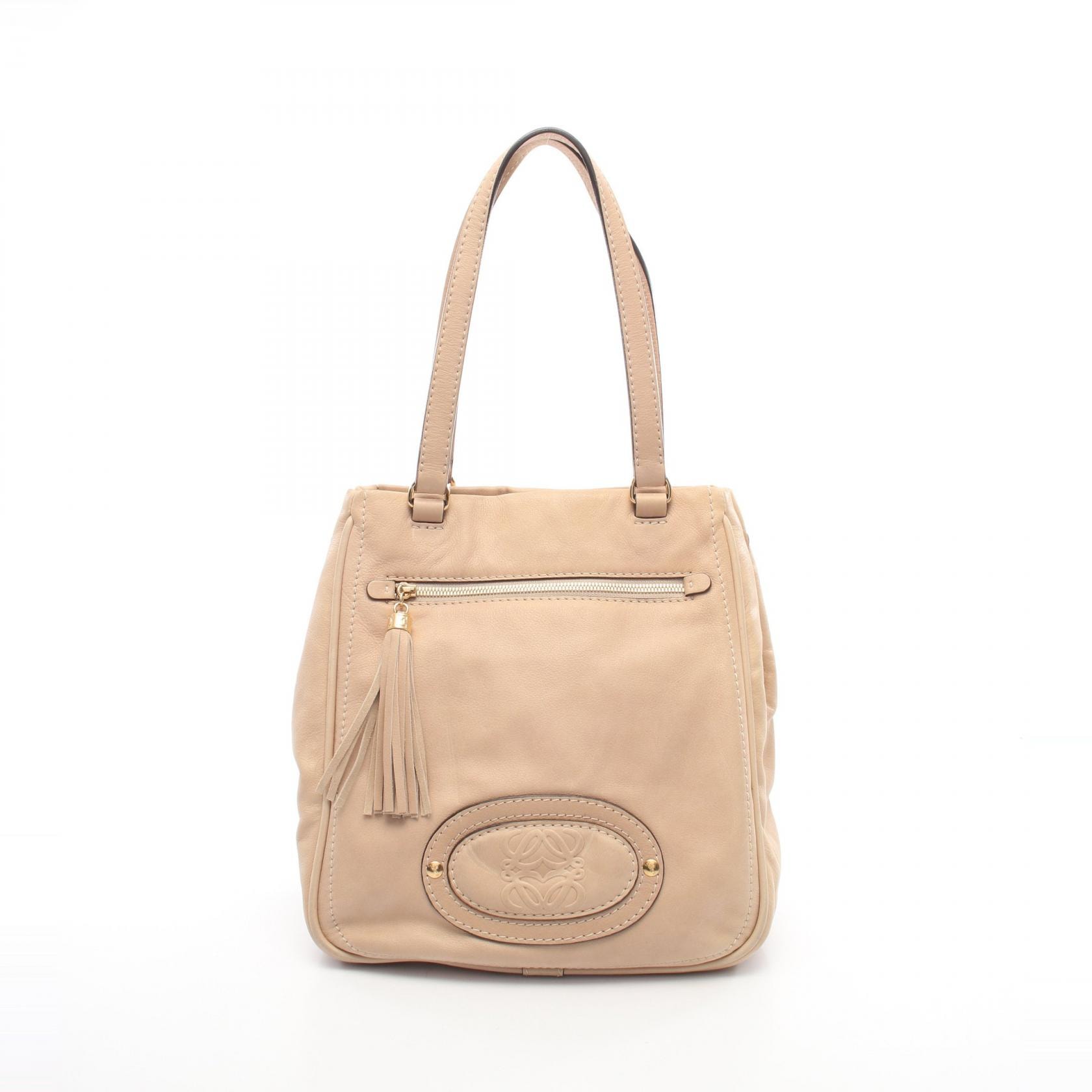 ロエベ LOEWE アナグラム ショルダーバッグ バッグ レザー レディース ベージュ系 322.75.004 【中古】