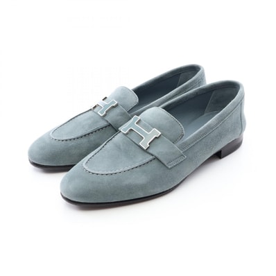 エルメス HERMES モカシン パリ ローファー 靴 スウェード レディース グリーン系 【中古】