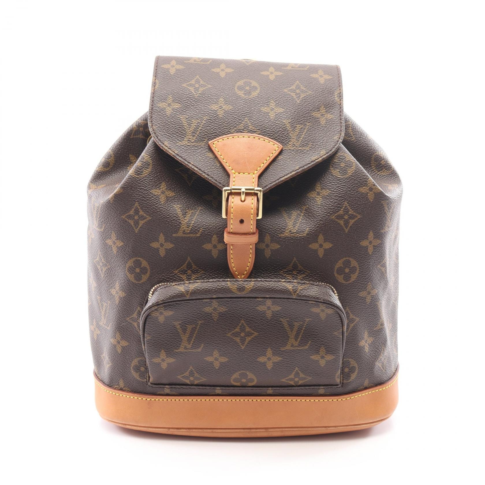 ルイ・ヴィトン LOUIS VUITTON モンスリMM モノグラム リュックサック バックパック バッグ PVCコーティングキャンバス レザー レディース ブラウン系 M51136 【中古】