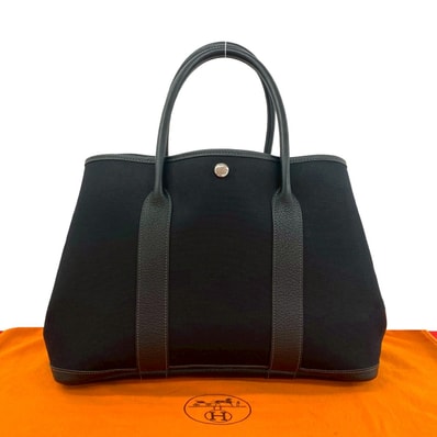 HERMES エルメス ガーデンパーティ PM トワルオフィシエ ブッフル トートバッグ ブラック
389-7