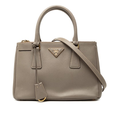 プラダ ガレリア 三角ロゴプレート ハンドバッグ ショルダーバッグ 2WAY ベージュ サフィアーノレザー レディース PRADA 中古