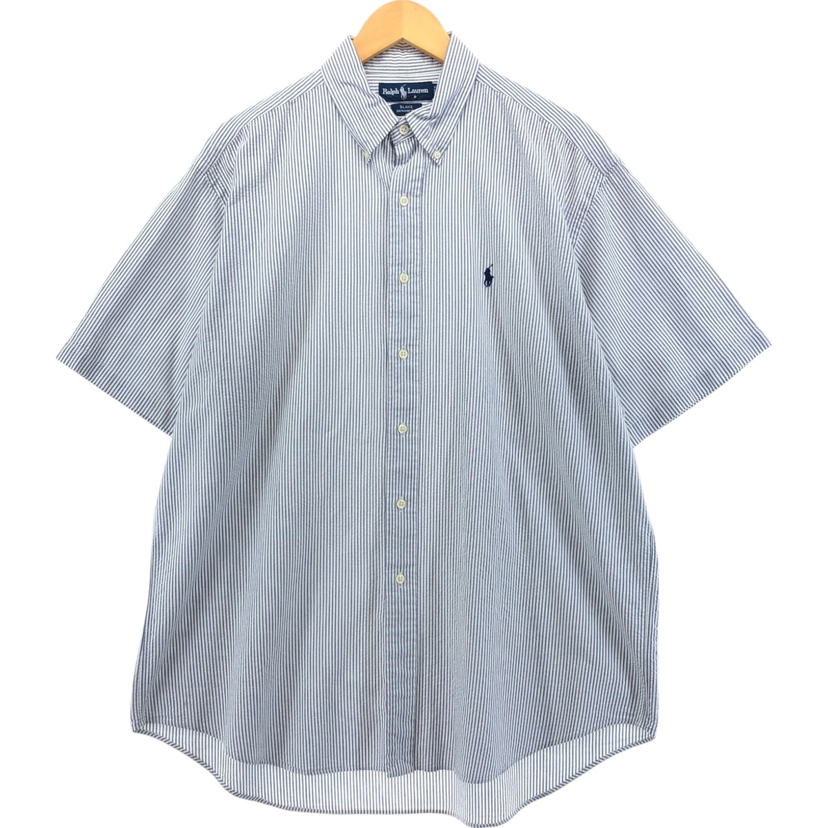 古着 ラルフローレン Ralph Lauren BLAKE 半袖 ボタンダウン ストライプシャツ メンズL相当/eaa553904