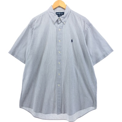 古着 ラルフローレン Ralph Lauren BLAKE 半袖 ボタンダウン ストライプシャツ メンズL相当/eaa553904