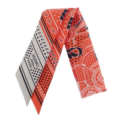 エルメス HERMES ツイリー Eperon d'Or Bandana エプロン・ドール・バンダナ H062978S_05 スカーフ シルク ヴァーミリオン グリペルル レディース【中古】【Sランク】
