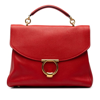 サルヴァトーレフェラガモ ガンチーニ ハンドバッグ GG-21H320 レッド レザー レディース Salvatore Ferragamo 中古