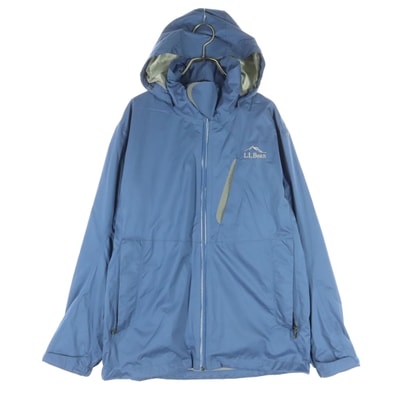 美品 L.L.Bean エルエルビーン ワンポイントロゴ 長袖 マウンテンパーカー S ブルー系 フード取り外し可